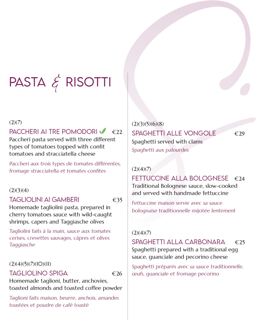 SPIGA PASTA & RISOTTI MENU US (8 pages) - February 2025
